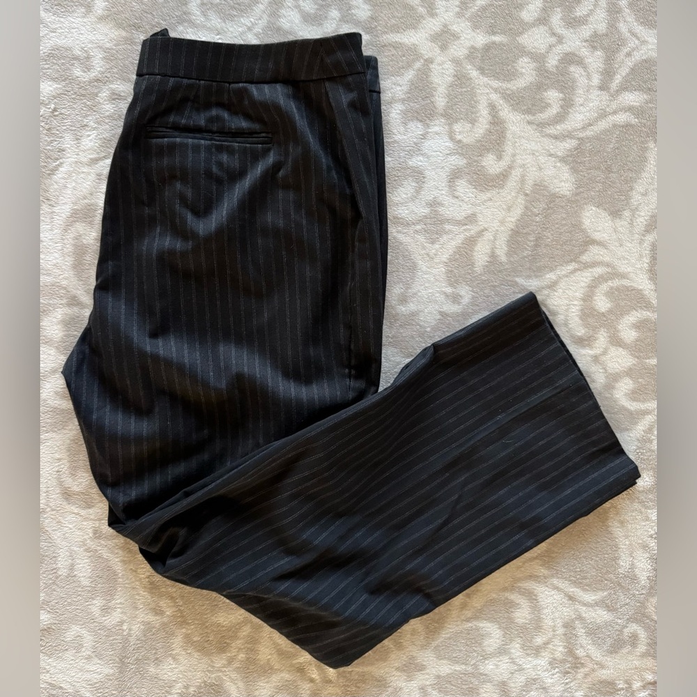 212 Collection Women’s Dress Pants Sz 14P Charcoal W/White Pinstripe Classic Fit
